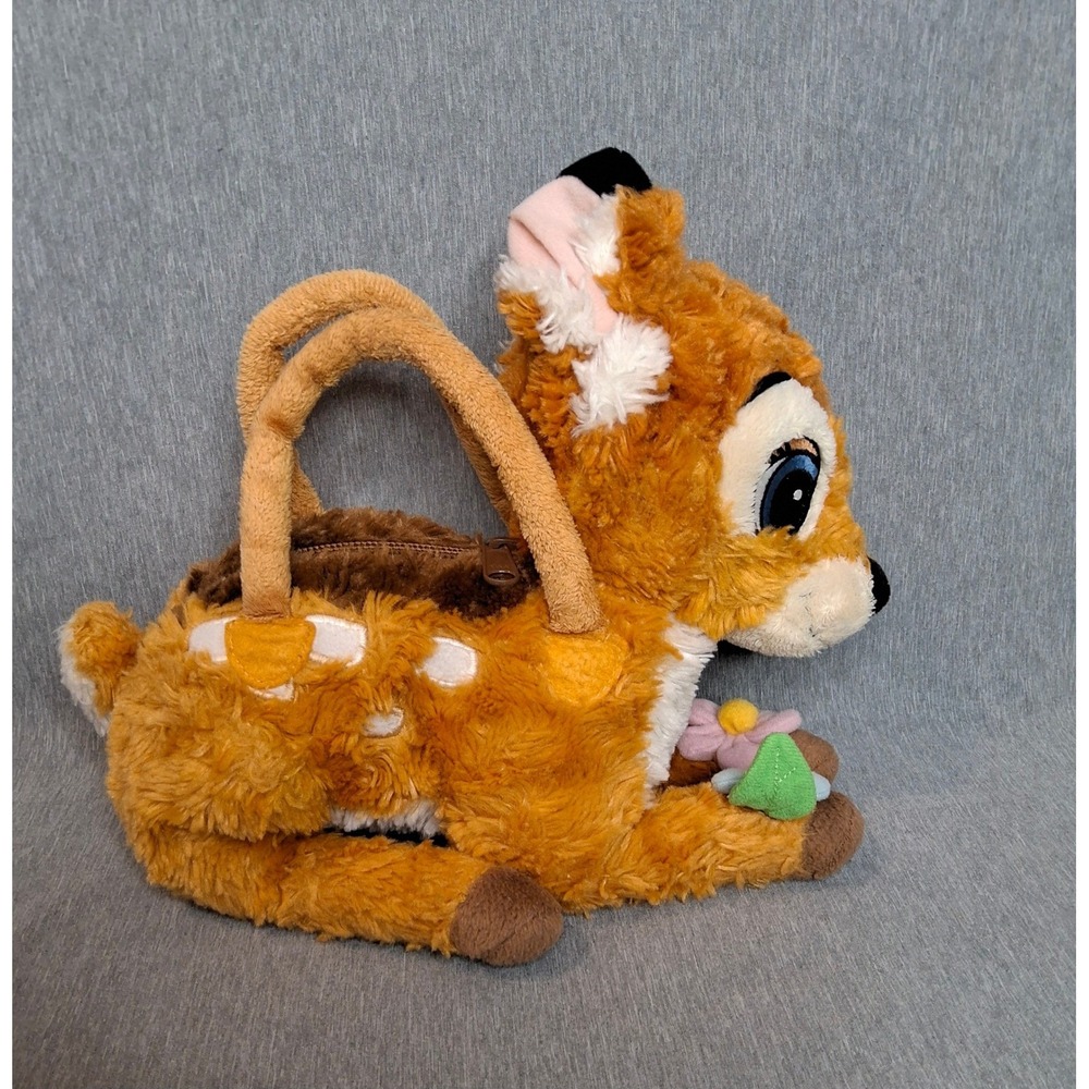 DISNEY WORLD Vintage 90's RARE Plush Bambi Handbag Purse With Flowers, zipper - Picture 2 of 10